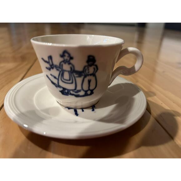 RARE VTG 14 Piece Tea Set Edwin M Knowles China Semi Vitreous Dutch Boy & Girl - Picture 2 of 14